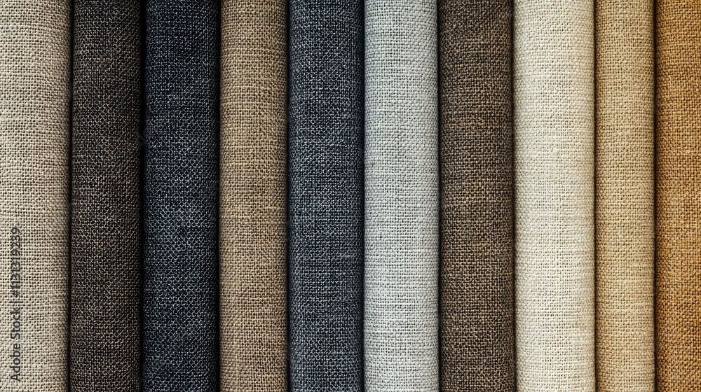 Aufkleber textured fabric color samples arranged in a gradient display showcasing a variety of neutral tones f