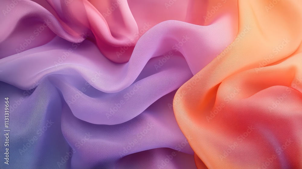 Poster colorful fabric texture background with soft draped layers in warm and cool tones
