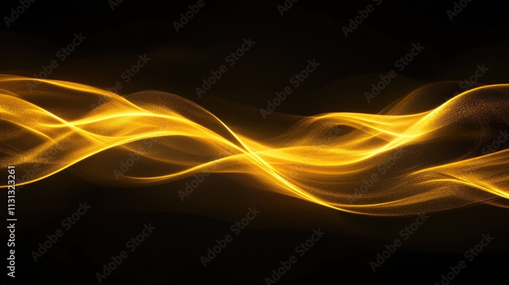 Aufkleber golden wave patterns with soft light effects on a dark background for abstract design and visual aes