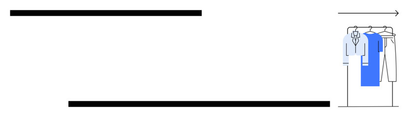 Obraz premium Hanging clothes on a clothing rack, including a shirt, and pants, organized neatly. Ideal for home organization, fashion display, retail setups, clothing stores, wardrobe arrangements storage