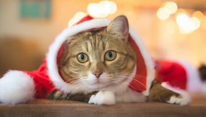 Cat in Santa Outfit