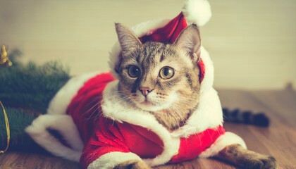 Cat in Santa Outfit