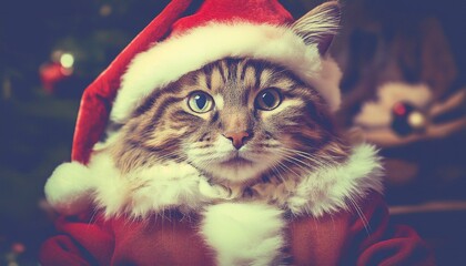 Cat in Santa Outfit