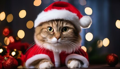 Cat in Santa Outfit