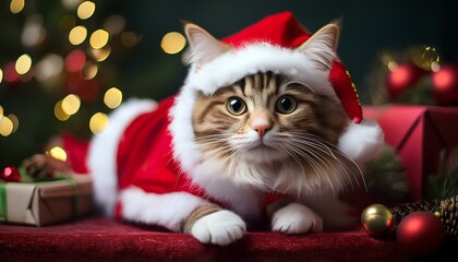 Cat in Santa Outfit