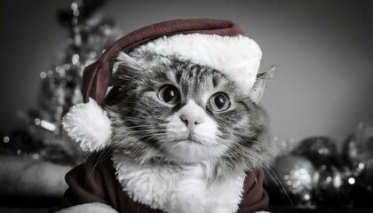 Cat in Santa Outfit