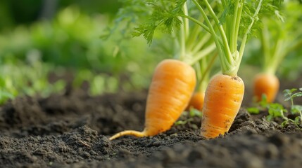 Organic carrots growing in a garden highlighting the benefits of home gardening for healthy eating and chemical-free food choices