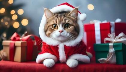 Cat in Santa Outfit