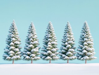 Obraz premium Holiday Cheer: Snow-Capped Evergreen Trees