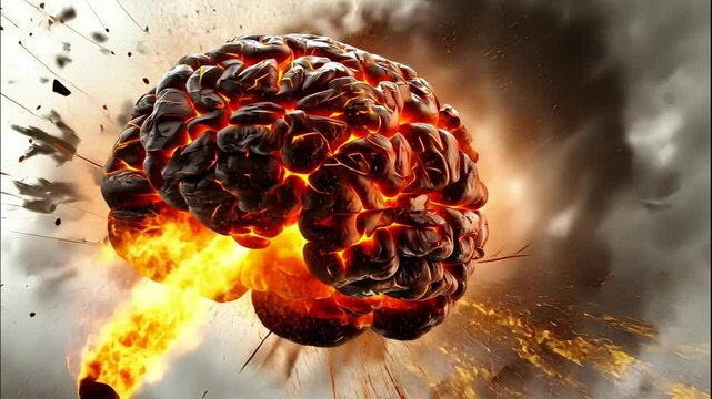 Creativity concept with a brain exploding in colors. Mind blown concept.