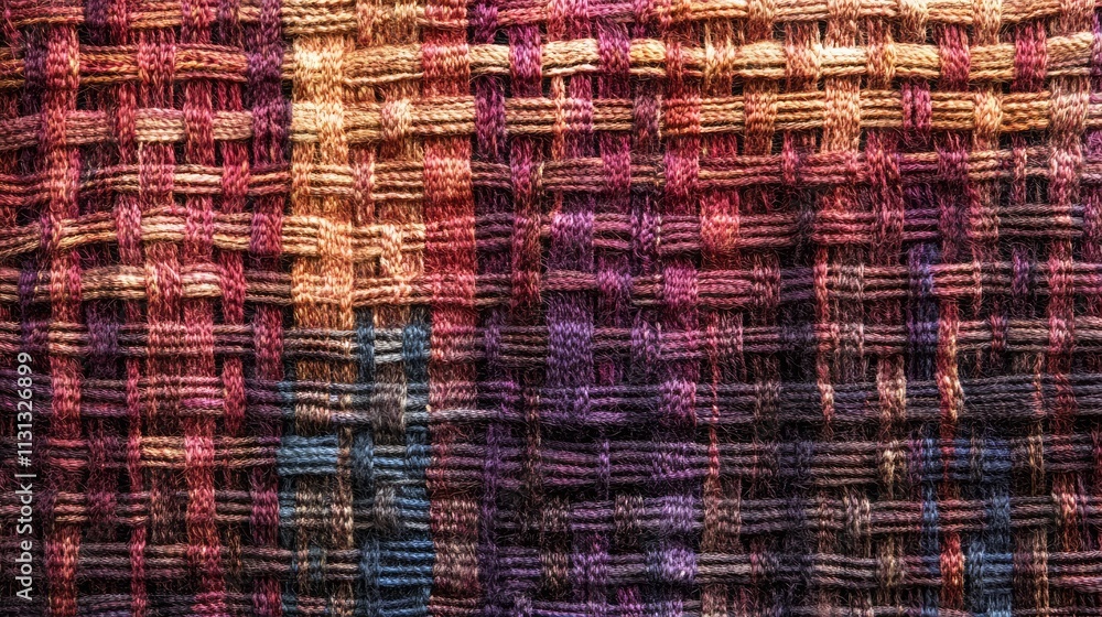 Poster woven textile texture displaying vibrant colors in intricate patterns ideal for fashion and interior