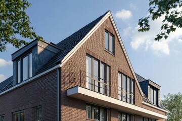 Brick Building with Balcony Windows