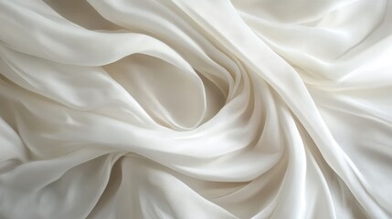 Fototapeta premium Elegant flowing white silk fabric background for design and textile applications showcasing softness and texture in a seamless manner.