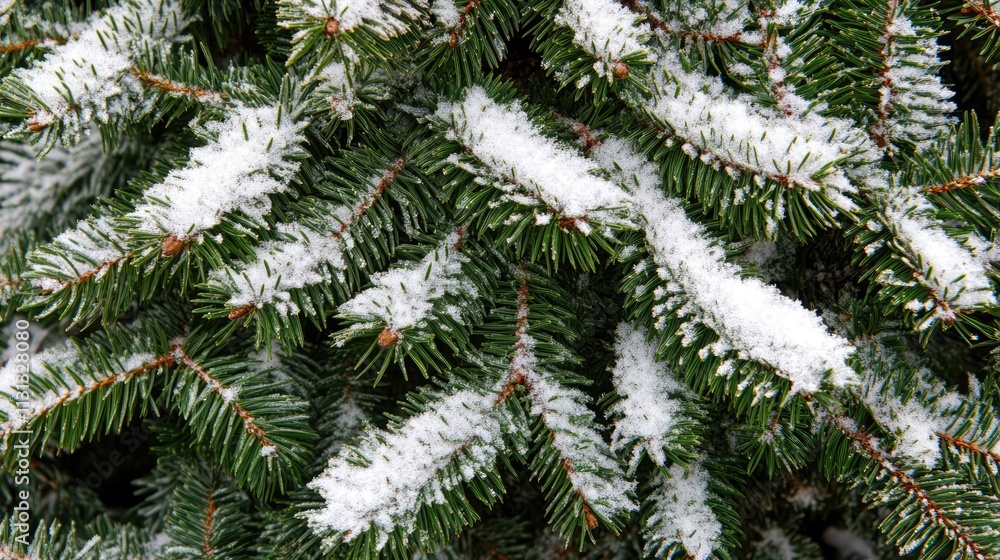 Poster snow-covered christmas tree branches adorned with winter decorations creating a festive and serene h