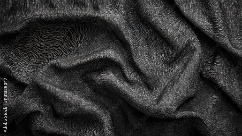 Poster Dark textured fabric background with elegant draping and subtle details suitable for design and artistic applications.