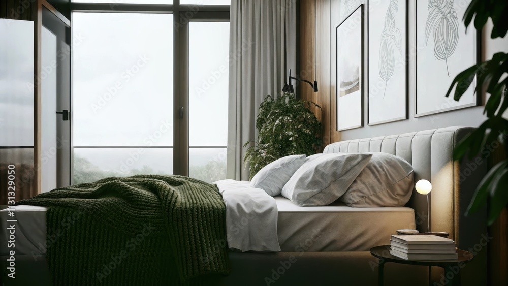 Poster a serene workspace is neatly organized with a wooden desk a single chair and a small desk lamp. ligh