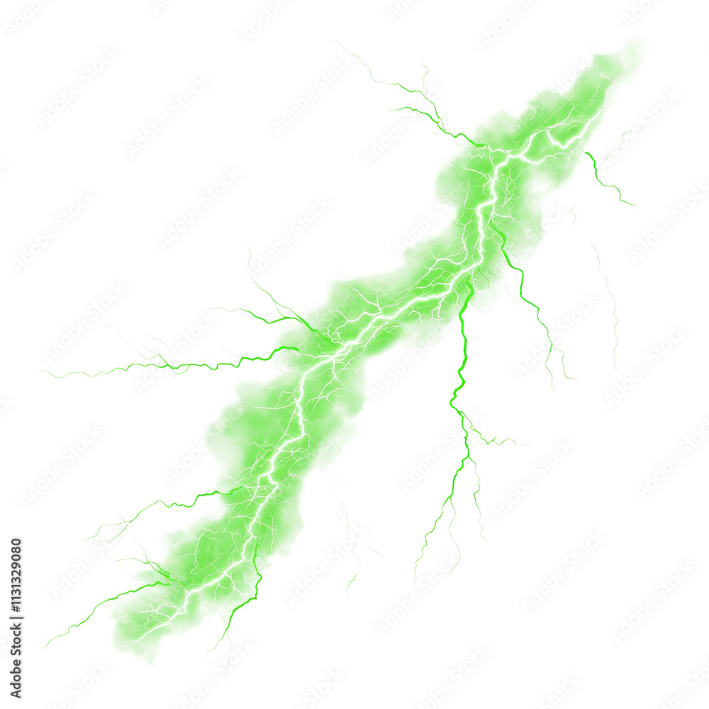 Poster light green electric lightning bolt isolated on a transparent background creating a striking visual 