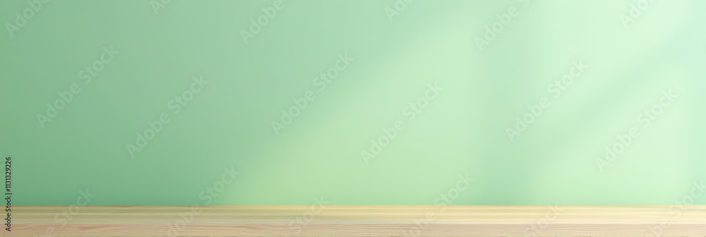 Aufkleber A minimalist wooden tabletop with a soft green pastel hue is ideal for displaying products in a visually appealing way._00003_