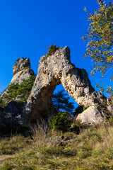Geological formations of the “Cité des Pierres” in Montpellier-le-Vieux, overlooking the...