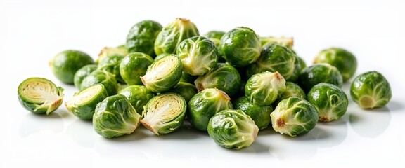 Fototapeta premium Fresh brussels sprouts on white background