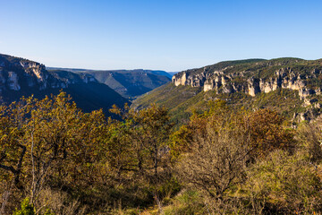 Geological formations of the “Cité des Pierres” in Montpellier-le-Vieux, overlooking the...