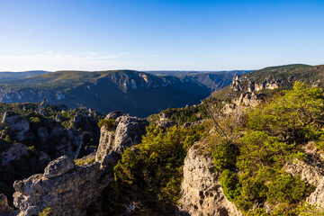 Geological formations of the “Cité des Pierres” in Montpellier-le-Vieux, overlooking the...