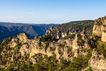 Geological formations of the “Cité des Pierres” in Montpellier-le-Vieux, overlooking the...