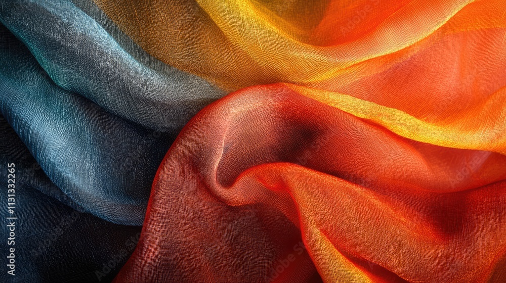 Aufkleber vibrant multicolored fabric texture showcasing smooth draping patterns for creative textile or desig