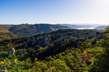 Naklejka premium Geological formations of the “Cité des Pierres” in Montpellier-le-Vieux, overlooking the Dourbie Gorges