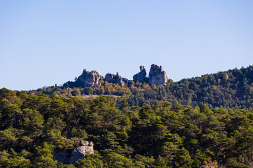 Geological formations of the “Cité des Pierres” in Montpellier-le-Vieux, overlooking the...