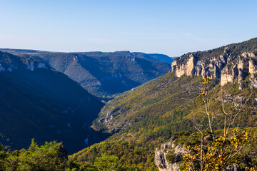 Geological formations of the “Cité des Pierres” in Montpellier-le-Vieux, overlooking the...