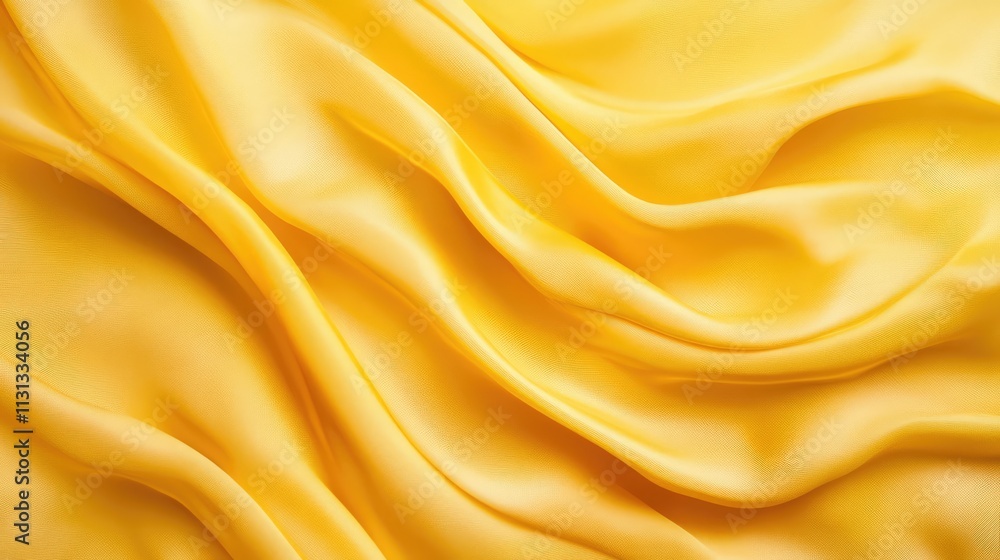 Leinwandbilder Yellow silk fabric texture background with elegant draping and soft folds creating a luxurious and vibrant visual appeal for design use.