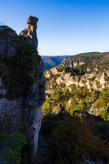 Geological formations of the “Cité des Pierres” in Montpellier-le-Vieux, overlooking the...