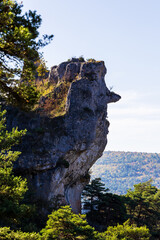 Geological formations of the “Cité des Pierres” in Montpellier-le-Vieux, overlooking the...