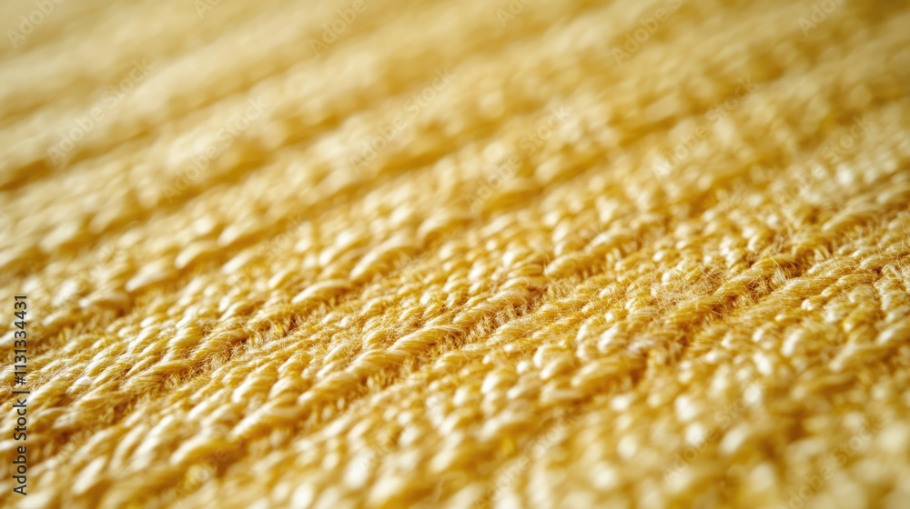 Poster Textured close up of soft yellow fabric showcasing intricate weaving patterns ideal for backgrounds and design projects