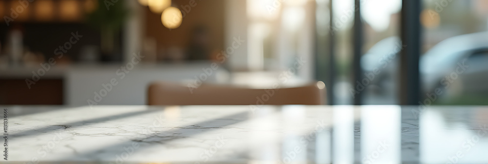 Poster A marble table top is blurred in the background with an abstract window glass reflection for a unique product display style._00003_
