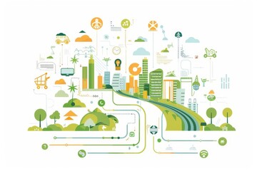 Fototapeta premium Modern Cityscape. Urban design and Font concept