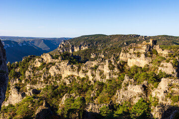 Geological formations of the “Cité des Pierres” in Montpellier-le-Vieux, overlooking the...