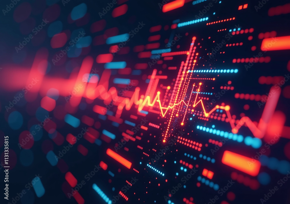 Aufkleber glowing digital pixels display data flow blurred digital stream vibrant color representation technol