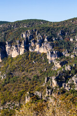 Geological formations of the “Cité des Pierres” in Montpellier-le-Vieux, overlooking the...