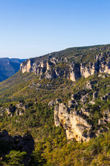 Geological formations of the “Cité des Pierres” in Montpellier-le-Vieux, overlooking the...