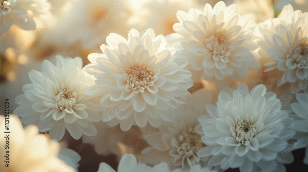 Poster soft focus closeup of beautiful white flowers creating a serene and calming background suitable for 