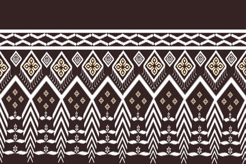 Seamless native pattern, geometric shapes, brown lines, black background, illustration, vector