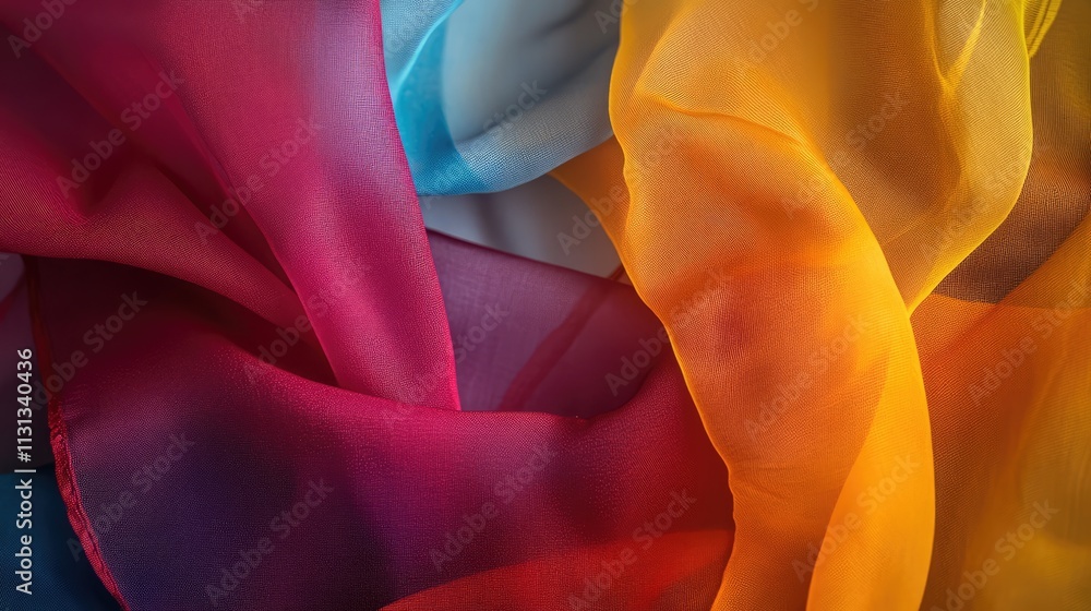 Aufkleber colorful silk fabric in vibrant hues artistically folded creating a soft and elegant texture ideal f