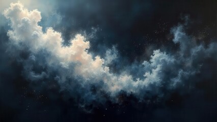 Obraz premium Smoky flares. Diaphanous layers of jade and taupe smoke intermingle like two rivers, merging seamlessly over a clear pale beige ground.