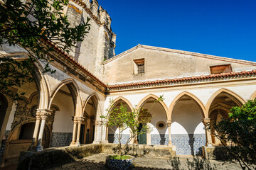 Naklejka premium cloister Do Cemiterio, convent of Christ, year 1162, Tomar, Santarem district, Medio Tejo, central region, Portugal, Europe