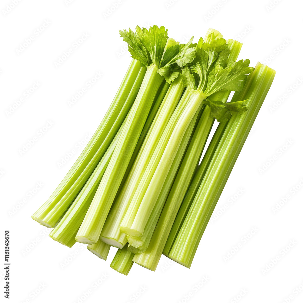 Aufkleber fresh celery sticks isolated on a transparent background showcasing vibrant green color and crisp te