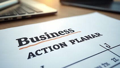 Obraz premium A business management action plan is typically created and kept in a visible location such as on a desk or office table nearby._00004_