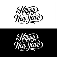 Happy New Year 2025 calligraphy script hand lettering. Template Celebration typography poster, banner or greeting card for Merry Christmas and happy new year. Vector Illustration