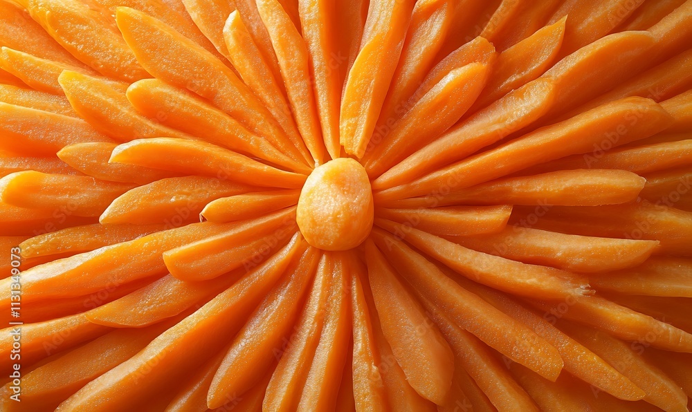 Poster orange carrot slices arranged in a circular pattern